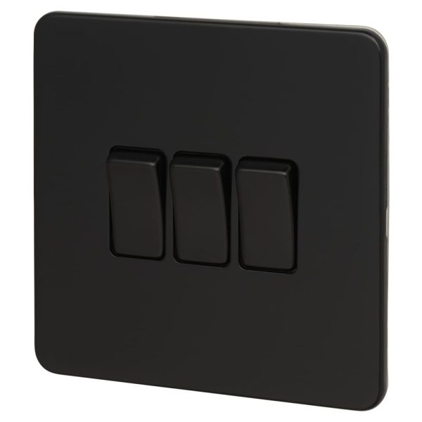 SWITCH ROYAL STAR - 3 GANG 2WAY BLACK (13A)